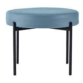Banc meet® by Paperflow GAIA, rond, revêtement en similicuir bleu résistant aux désinfectants, piètement 4 pieds noir mat, L 575 x P 575 x H 455 mm