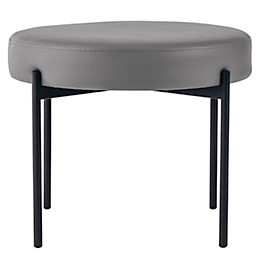 Banc meet® by Paperflow GAIA, rond, revêtement en similicuir gris résistant aux désinfectants, piètement 4 pieds noir mat, L 575 x P 575 x H 455 mm