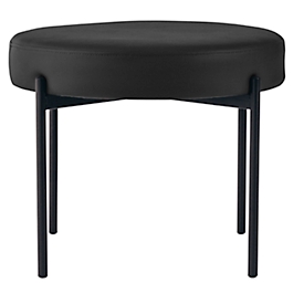 Banc meet® by Paperflow GAIA, rond, revêtement en similicuir noir résistant aux désinfectants, piètement 4 pieds noir mat, L 575 x P 575 x H 455 mm