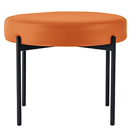 Banc meet by Paperflow GAIA, rond, revêtement en similicuir orange résistant aux désinfectants, piètement 4 pieds noir mat, L 575 x P 575 x H 455 mm