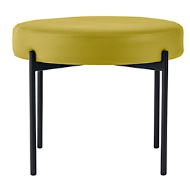 Banc meet® by Paperflow GAIA, rond, revêtement en similicuir vert résistant aux désinfectants, piètement 4 pieds noir mat, L 575 x P 575 x H 455 mm