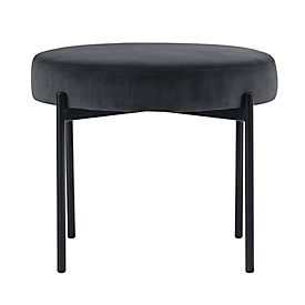 Banc meet by Paperflow GAIA, rond, revêtement velours anthracite, piètement 4 pieds noir mat, L 575 x P 575 x H 455 mm
