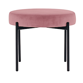 Banc meet by Paperflow GAIA, rond, revêtement velours rosé, piètement 4 pieds noir mat, L 575 x P 575 x H 455 mm