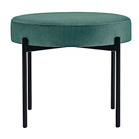 Banc meet® by Paperflow GAIA, rond, revêtement velours vert, piètement 4 pieds noir mat, L 575 x P 575 x H 455 mm