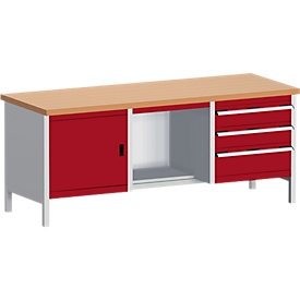 Banco de trabajo con mueble 2078-2.8, púrpura