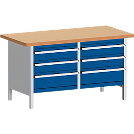 Banco de trabajo con mueble KW-1578-2.5, azul genciana