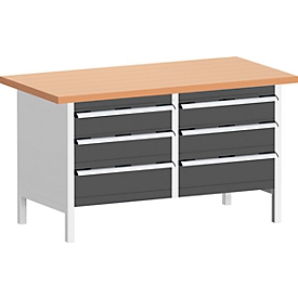 Banco de trabajo con mueble KW-1578-2.5, gris antracita