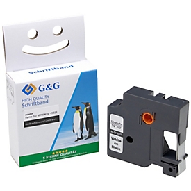 Bande d'écriture G&amp;G, compatible avec Dymo D1/S0720610/45021, blanc sur noir, autocollant, plastique, L 7 m x l 12 mm, 1 pièce