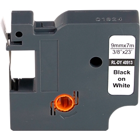 Bande de marquage compatible avec Dymo® Bande de marquage D1/40913, autocollante, blanc/noir, plastique, L 7 m x l 9 mm
