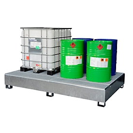 Cubeta colectora IBC CEMO GS2, acero, volumen de recogida 1000 l, lacado, L 2680 x An 1250 x Al 460 mm