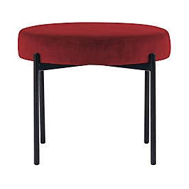 Bank easyChair® van Paperflow GAIA, rond, fluwelen bekleding rood, 4-poots onderstel mat zwart, B 575 x D 575 x H 455 mm