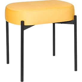 Bank meet by Paperflow GAIA, ovaal S, stoffen bekleding saffraan, 4-poots frame mat zwart, B 490 x D 380 x H 455 mm