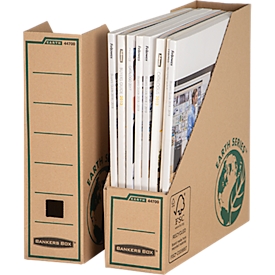 BANKERS BOX series Earth, up to A4, grip hole, labelling field &amp; archive print, W 82 x D 268 x H 304 mm, recycled cardboard, brown, 20 pcs.