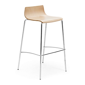 Bar stool Leyform My Stool, stackable up to 3 pieces, W 470 x D 510 x H 740 mm, wood &amp; steel, beech natural stained, 3 pieces