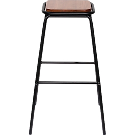 Bar stool meet by Paperflow OSLO, without backrest, seat height 760 mm, wood and steel, wood-colored-black, 2 pieces