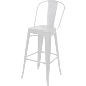 Barhocker Paperflow URBAN, Rückenlehne, stapelbar, UV-behandelt, perforierte Sitzfläche, B 360 x T 365 x H 760 mm, Stahl verzinkt, weiss/weiss, 2 Stück