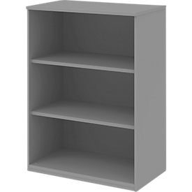 BARI boekenkast, 3 OH, 2 legborden, spaanplaat, B 819 x D 430 x H 1117 mm, middengrijs
