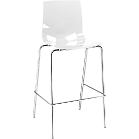 Barkruk FONDO - kunststof - verchroomd frame - wit