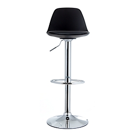 Barkruk Paperflow Bobba, PP zitting met zitkussen, in hoogte verstelbaar, 360° draaibaar, H 590 - 710 mm, zwart, set van 2