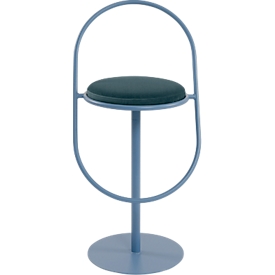 Barkruk Saturne Meet by Paperflow - met rugleuning - zithoogte 765 mm - gestoffeerd - 100% recyclebaar - stalen buis blauw - fluweel blauw 