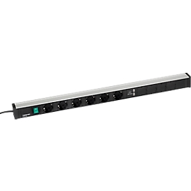 Barre d'énergie 836/1 pour tables de travail Treston, 6 prises, 1x interrupteur, 2x USB type A