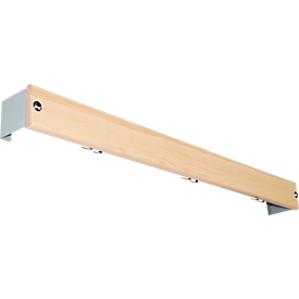 Barre de crochets pour système de bancs de vestiaire, 1015 mm de long, bois, gris clair