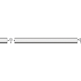 Barre de serrage multifonctionnelle MAULpro, y compris 2 crochets multifonctionnels, pour blocs de flipchart à partir de 11 mm de perforation, L 42 x P 15 x L 500 mm, aluminium