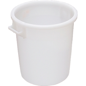 Barrel, with handles, 35 l, Ø 390 x H 410 mm, food safe, temperature resistant, stackable, recyclable HDPE, white