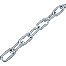 Barrier chain, ⌀ 6 mm x 10 m, for indoor &amp; outdoor use, galvanized, rustproof, silver