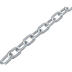 Barrier chain, ⌀ 6 mm x 10 m, for indoor &amp; outdoor use, hot-dip galvanized steel, high corrosion protection, silver