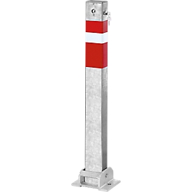 Barrier post, hinged, with cylinder lock, equally lockable