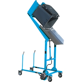 Basculeur élevateur mobile de poubelles MKS-F, pompe à pied, bleu RAL 5012