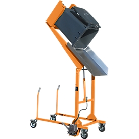 Basculeur élevateur mobile de poubelles MKS-F, pompe à pied, orange RAL 2000