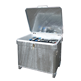 Batterijafvalcontainer BAUER SAP 601 K, staalplaat, thermisch verzinkt, afsluitbaar, stapelbaar, B 1120 x D 960 x H 920 mm