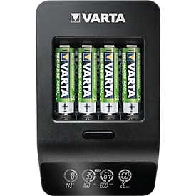 Batterijlader Varta LCD Smart Charger, voor 4 x Mignon AA/Micro AAA & 1 x USB, 2 modi, LCD-display, incl. 4 batterijen