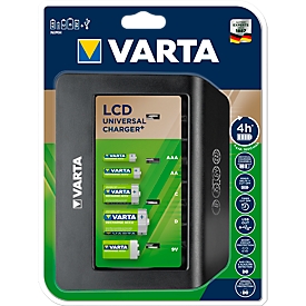 Battery charger Varta LCD Universal Charger, for 4 x mignon AA/micro AAA/C/D or 1 x 9 V rechargeable battery, 1 x USB, LED display