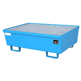BAUER AM-2 opvangbak, met rooster, staal, 225 l, B 1200 x D 800 x H 415 mm, blauw