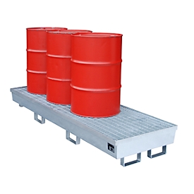 BAUER AM-4/B opvangbak, met rooster, staal, 233 l, B 2400 x D 800 x H 285 mm, verzinkt