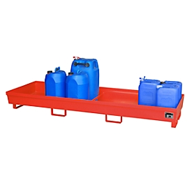 BAUER AO-4/B opvangbak, staal, 280 l, B 2400 x D 800 x H 285 mm, rood