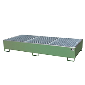 BAUER AW 1000-2/PE opvangbak met rooster, 2x 1000 l IBC, B 2665 x D 1315 x H 440 mm, groen