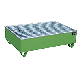 BAUER AW-2/PE opvangbak met rooster, 210 l, B 1215 x D 815 x H 365 mm, groen