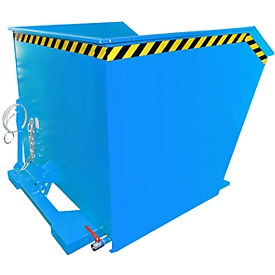 Bauer Bac basculant SGU 200, avec tôle perforée & robinet de vidange, étanche aux huiles/à l'eau, basculement par câble, compatible avec un chariot élévateur, L 1640 x l 1680 x H 1090 mm, bleu clair RAL 5012