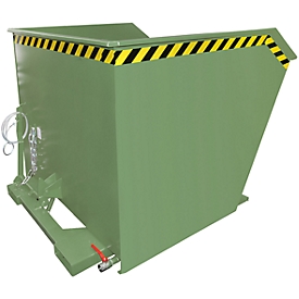 Bauer Bac basculant SGU 200, avec tôle perforée &amp; robinet de vidange, étanche aux huiles/à l'eau, basculement par câble, compatible avec un chariot élévateur, L 1640 x l 1680 x H 1090 mm, vert réséda RAL 6011