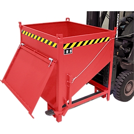 Bauer Bac de silo SGK 75, vidange par câble de traction, L 1000 x l 1200 x H 1170 mm, 0,75 m³, jusqu'à 1000 kg, acier, rouge feu