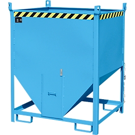 Bauer Bac de silo SGS 100, avec fermeture à glissière, L 1000 x l 1200 x H 1495 mm, 1 m³, jusqu'à 1500 kg, acier, bleu clair