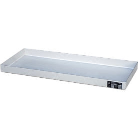 Bauer Bac pour petits récipients KGW 1 V4A, sans grille perforée, L 940 x l 370 x H 60 mm, 20 L, 150 kg, inox 1.4571, argent