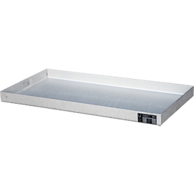 Bauer Bac pour petits récipients KGW 2 V4A, sans grille perforée, L 940 x l 470 x H 60 mm, 25 L, 150 kg, inox 1.4571, argent