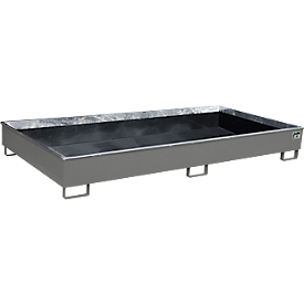 Bauer Etagebak RW 2700-2 PE, met PE inleg, L 2665 x B 1315 x H 305 mm, muisgrijs RAL 7005