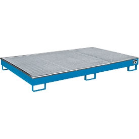 Bauer Etagebak RW-GR 2200-1 PE, met PE inzet, met rooster, L 2165 x B 1315 x H 230 mm, lichtblauw RAL 5012