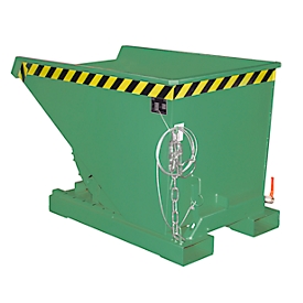 Bauer EXPO® E-300, Späne-Kippbehälter Typ E, mit Siebblech, öl- & wasserdicht, staplertauglich, B 770 x H 1260 x H 835 mm, resedagrün RAL 6011